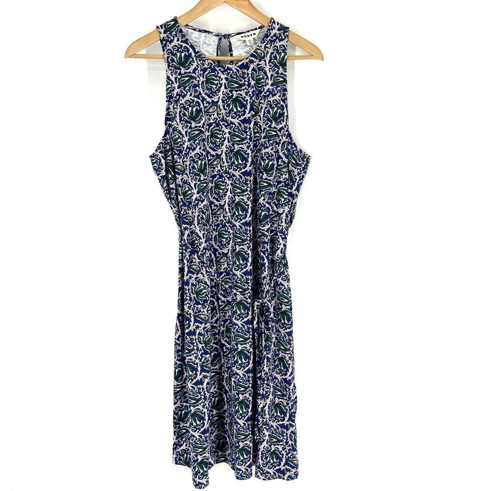 Boden Tank Dress Size 12 Long Swing Jersey High Neck Festival Sleeveless Print